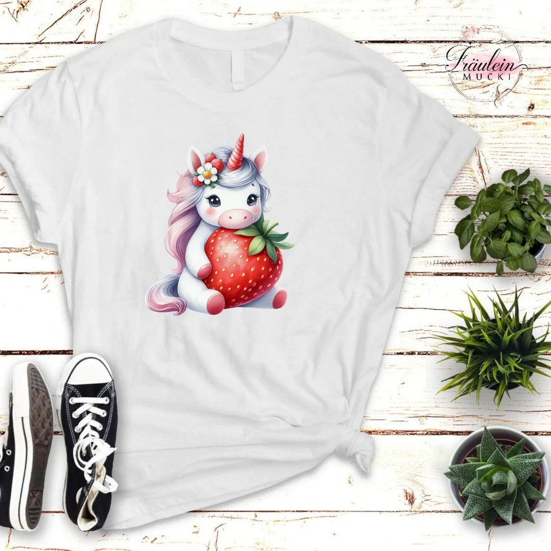 Bügelbild Erdbeer Einhorn