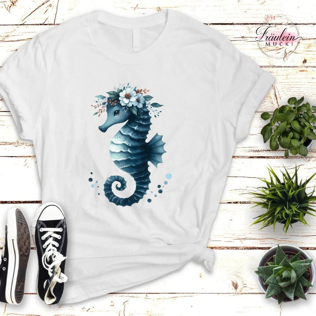 Bügelbild Seepferdchen Navy