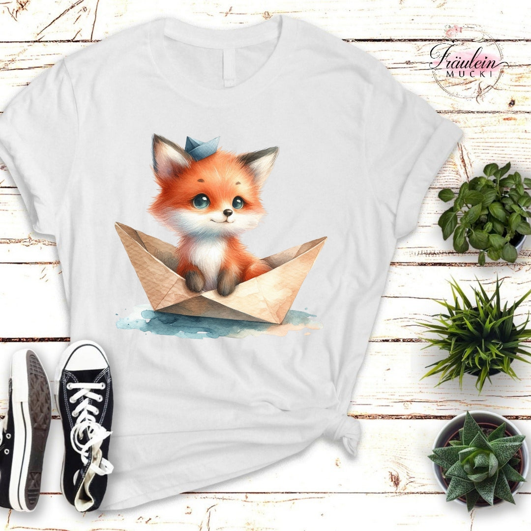 Bügelbild Fuchs im Papierboot