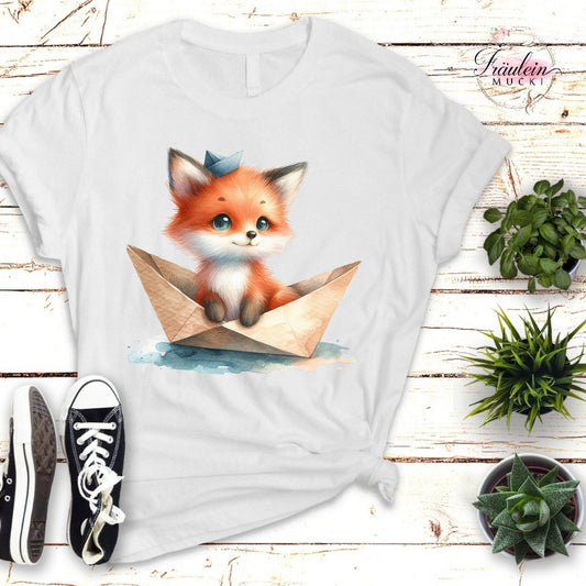 Bügelbild Fuchs im Papierboot
