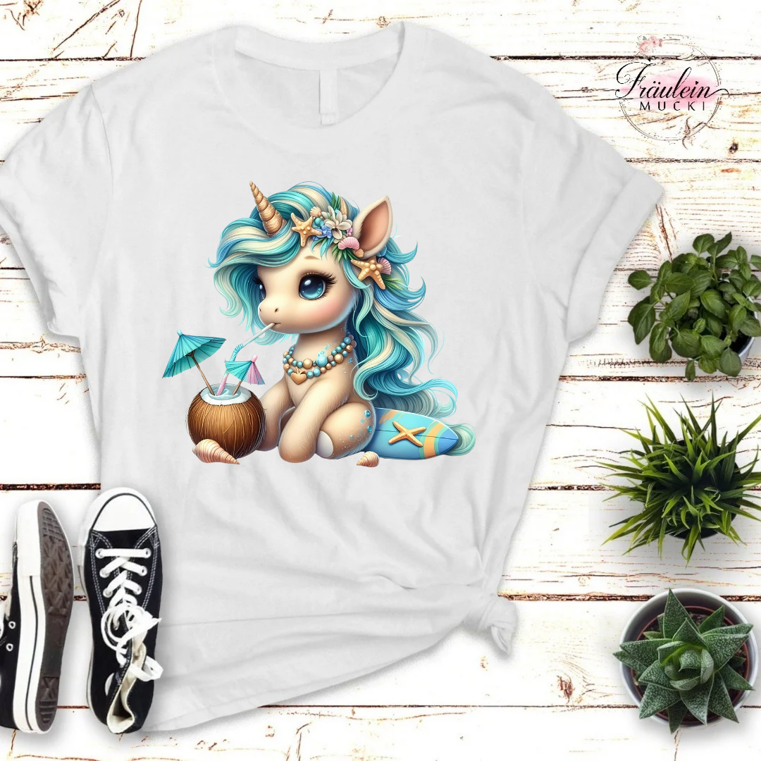 Bügelbild Strand Einhorn