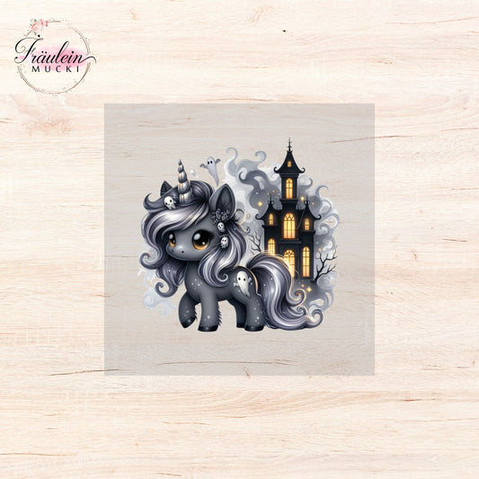 Bügelbild Haunted House Einhorn
