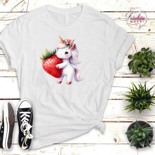 Bügelbild Erdbeer Einhorn