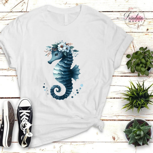 Bügelbild Seepferdchen Navy