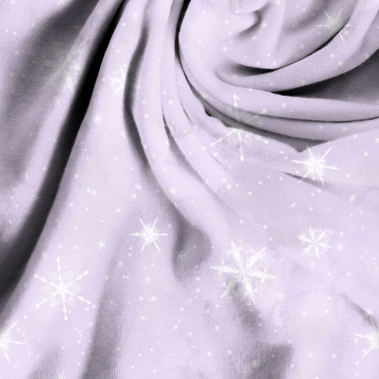 Snowflakes light lilac French Terry