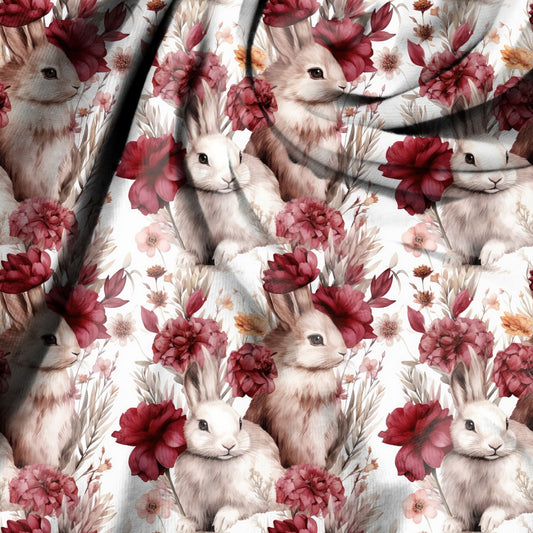 Hase im Blumenfeld French Terry