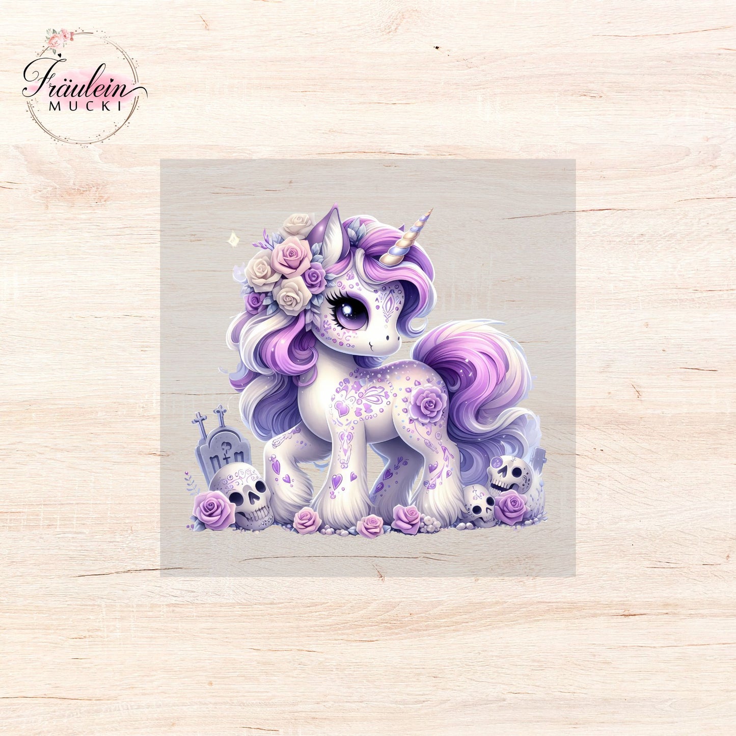 Bügelbild Sugar Skull Einhorn