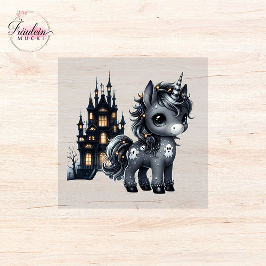 Bügelbild Haunted House Einhorn