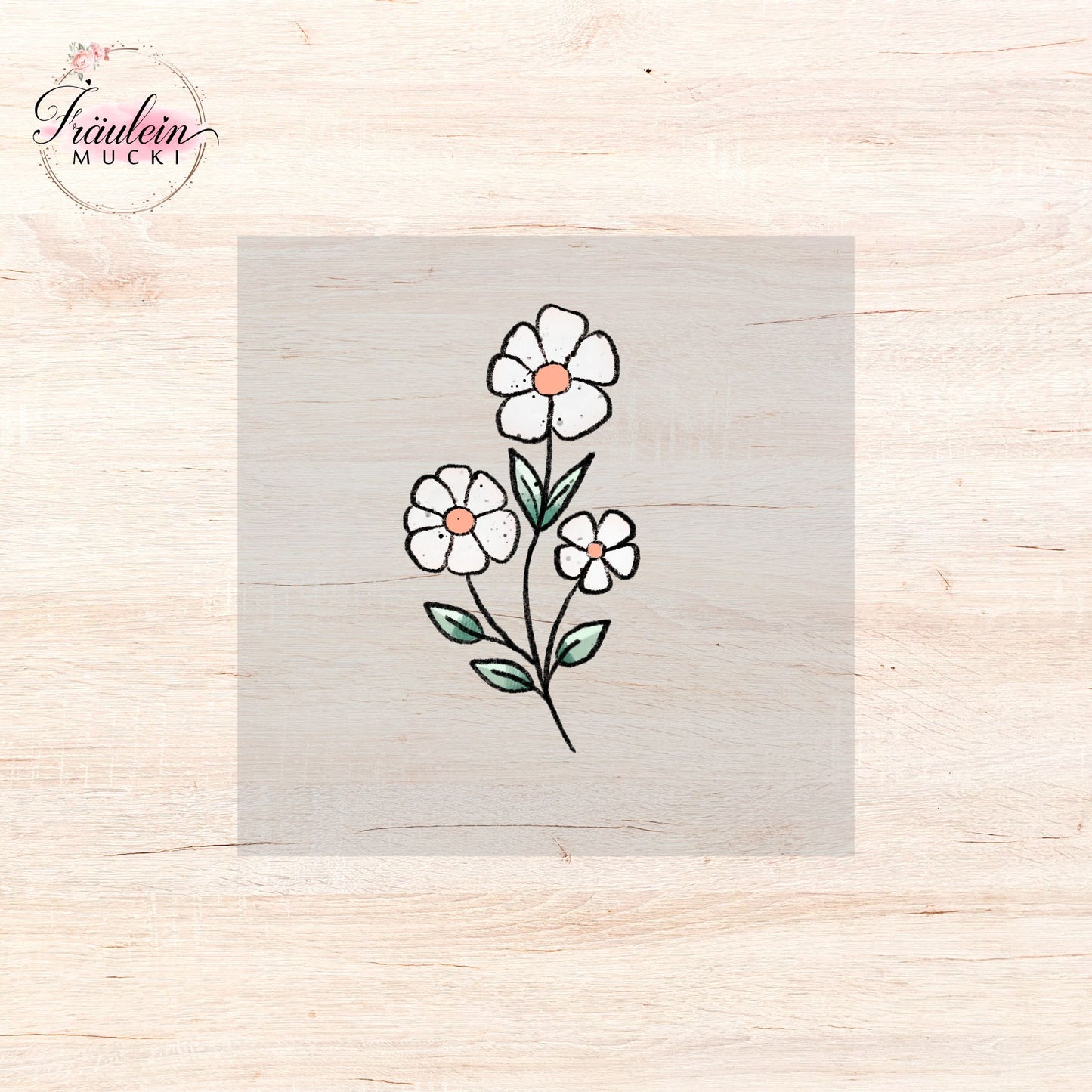 Bügelbild Rehkitz Blume