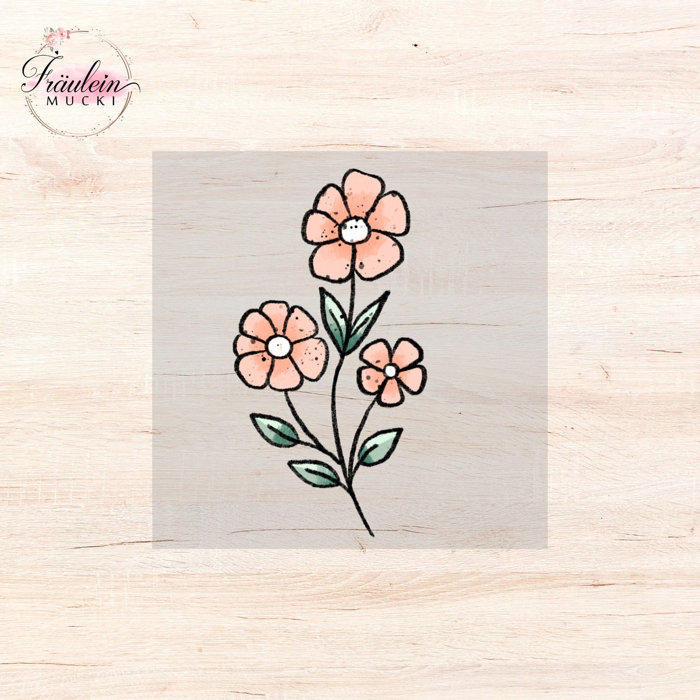 Bügelbild Rehkitz Blume