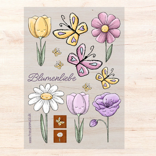 Bügelbildbogen Blumenliebe A4