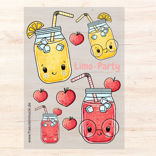 Bügelbildbogen Limo-Party A4