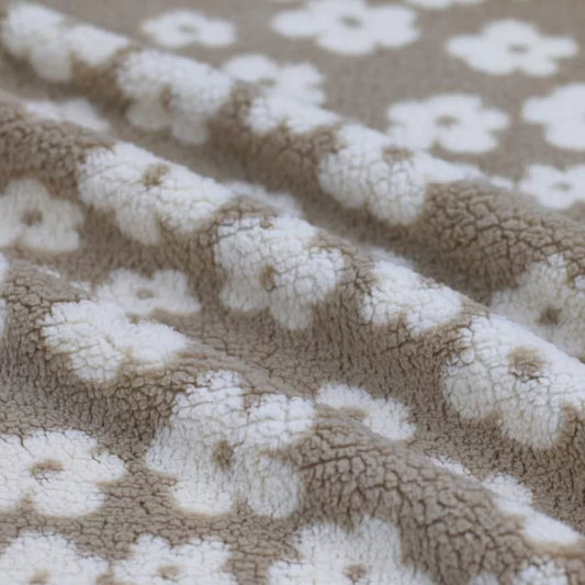 Teddystoff Blumen beige