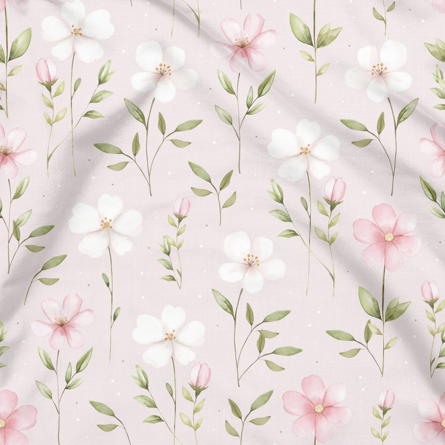 Zartrosa Wiesenblumen Jersey