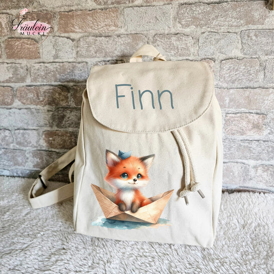 Rucksack Fuchs im Papierboot