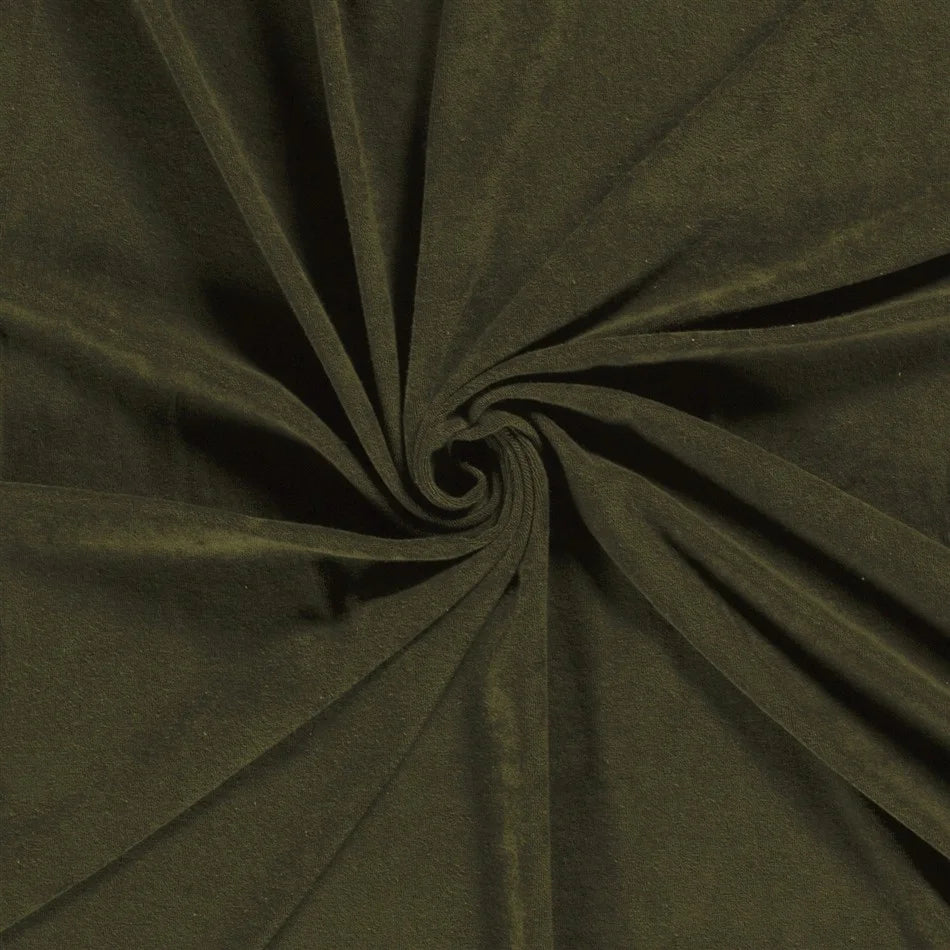 Stretch Frottee Uni dunkle Olive
