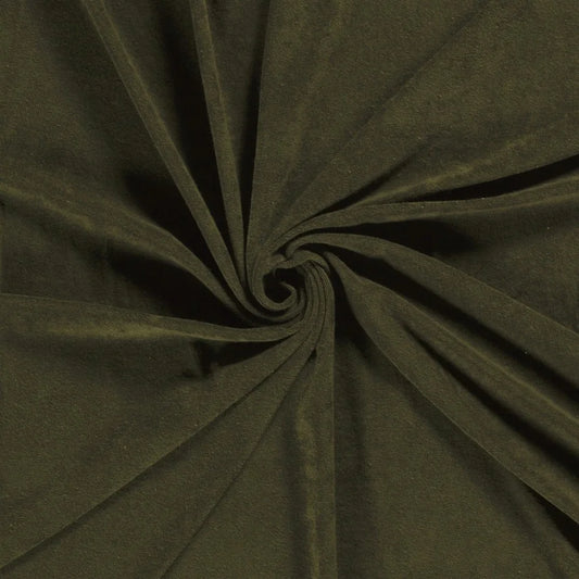Stretch Frottee Uni dunkle Olive